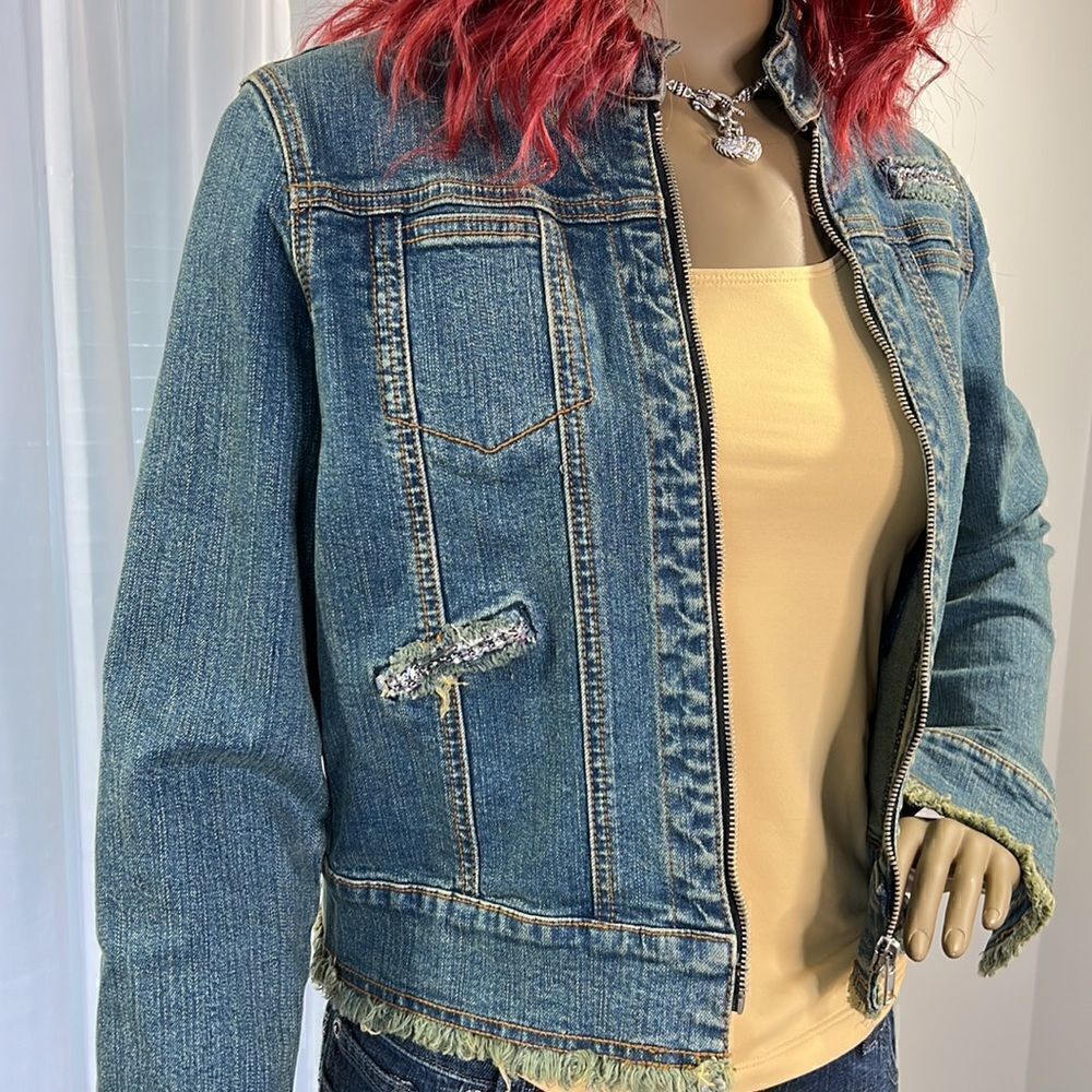 Yonique Embellished Denim Jacket Junior L